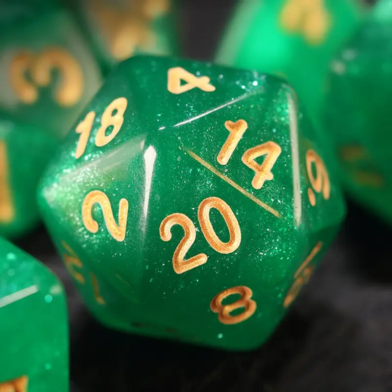 Green Starry Sky DND Dice Set
