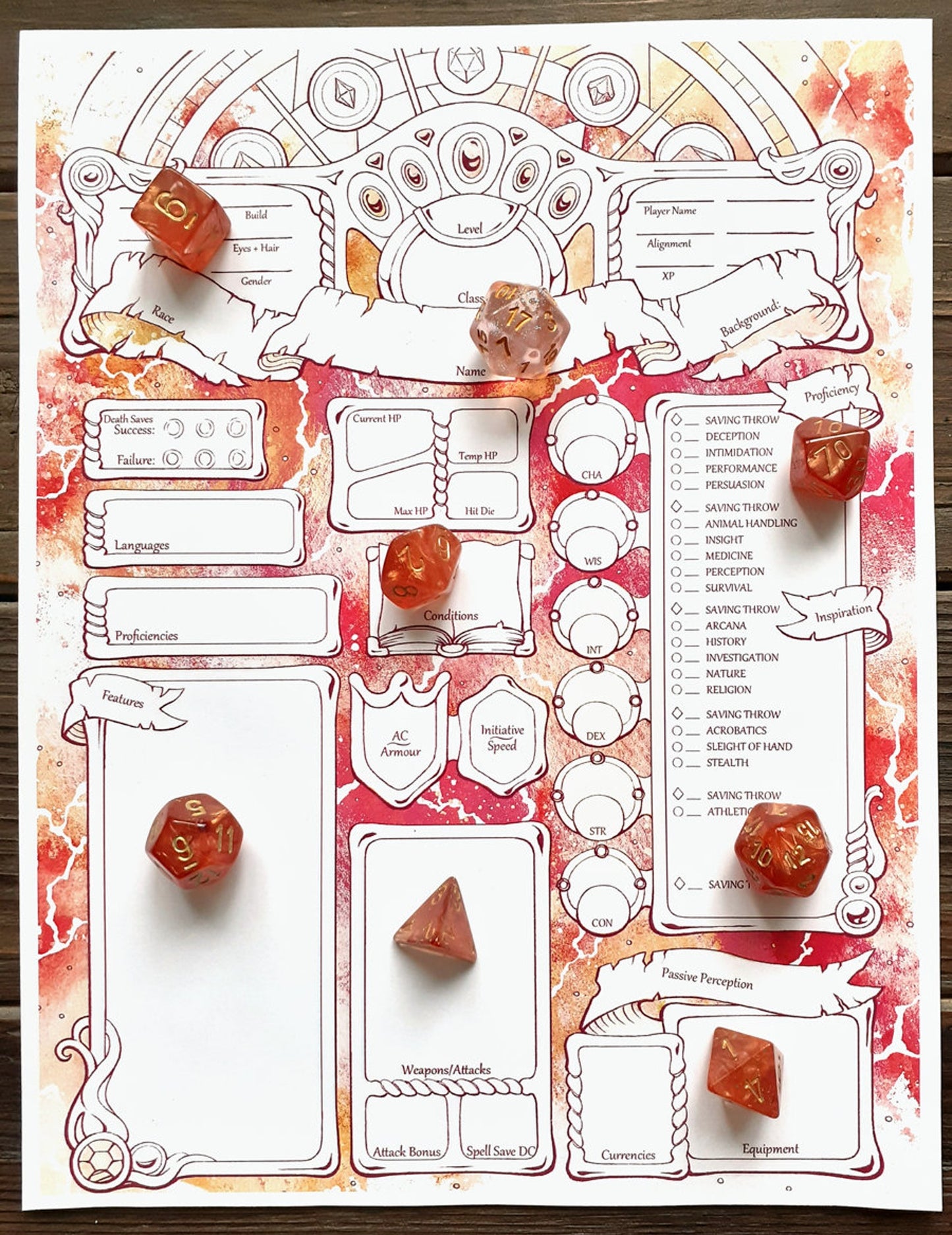 Spellfire Character Sheets - D&D 5e + Give away a Mystery Dice Set
