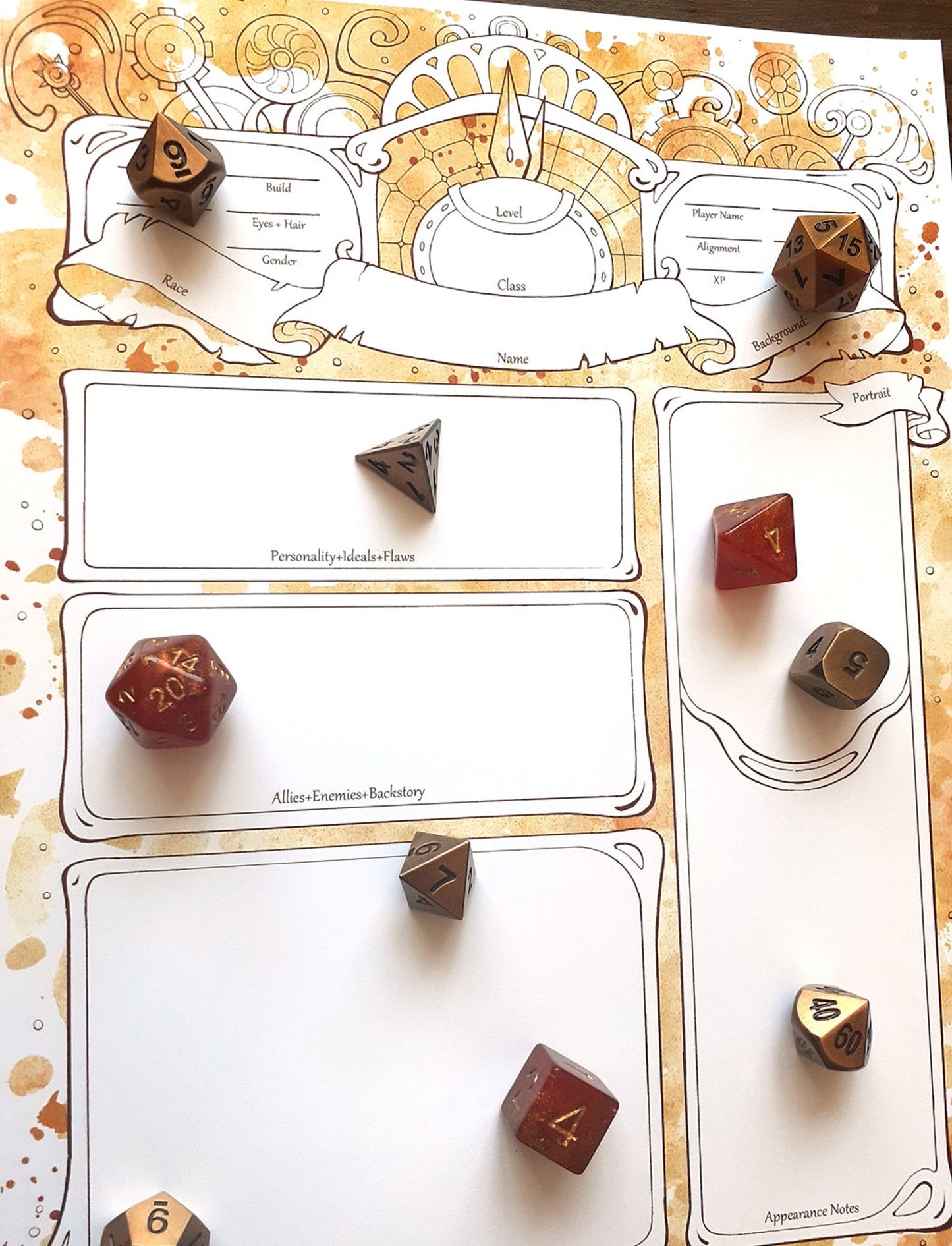 Clockwork Character Sheets - D&D 5e + Give away a Mystery Dice Set