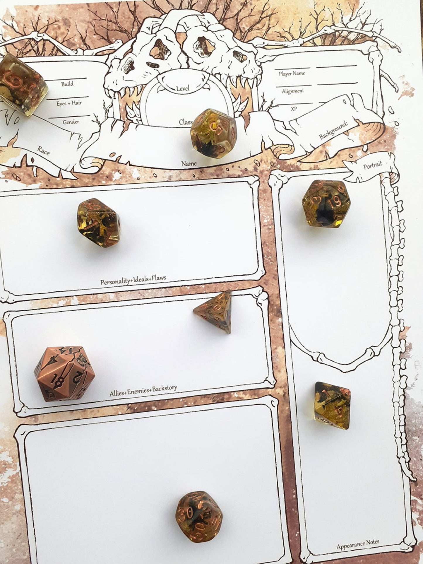 Boneyard Character Sheets - D&D 5e + Give away a Mystery Dice Set