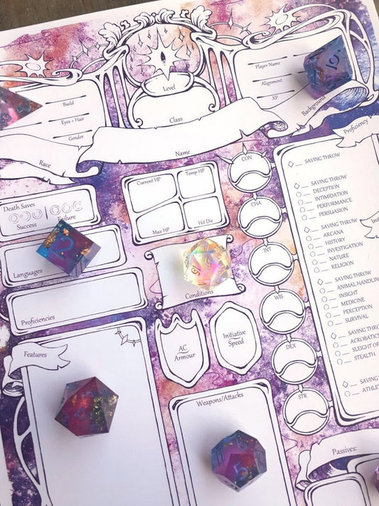 Astralsea Character Sheets - D&D 5e + Give away a Mystery Dice Set