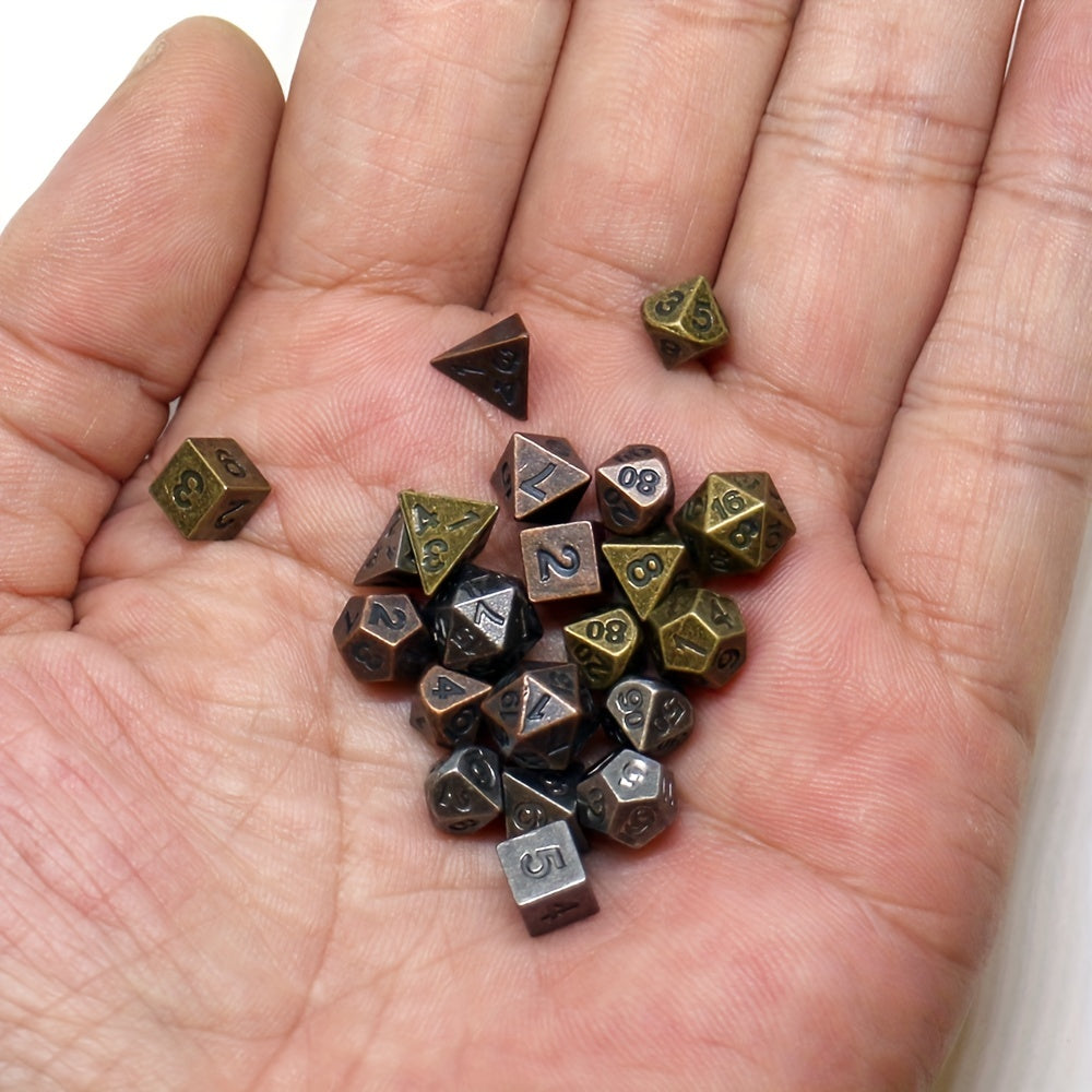 Metal Mini Archaized Board Game Dice Set