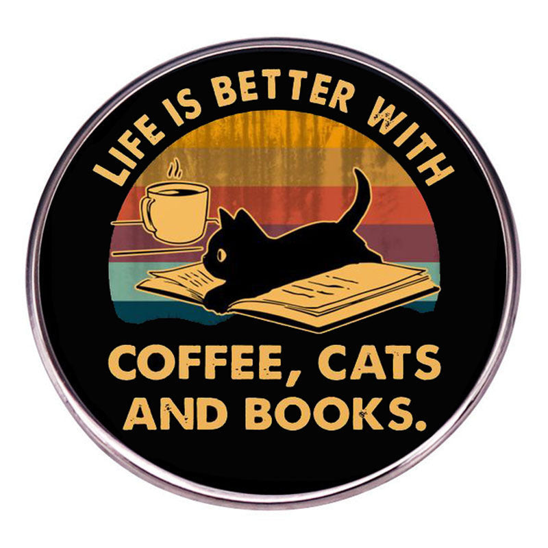 Life Is Better With Coffee Cats And Books Pin