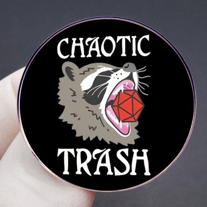 Vintage Chaotic Trash Raccoon With Dice Dungeons & Dragons Pin