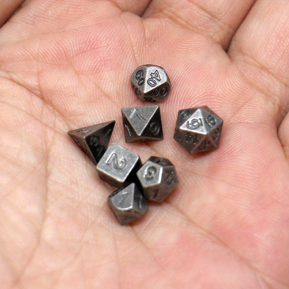 Metal Mini Archaized Board Game Dice Set