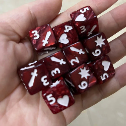 10Pcs/set New Table Game Dice 16MM Pattern Suit Dice