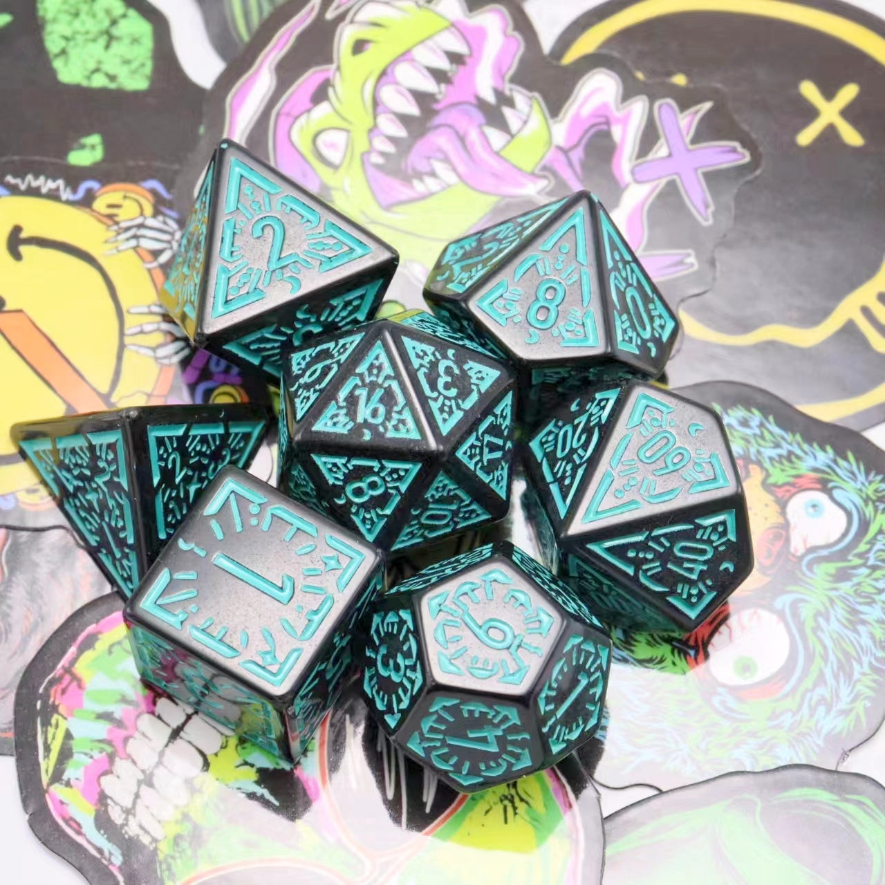 Oracle's Flame Green Polymer Dice Set