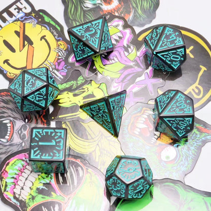 Oracle's Flame Green Polymer Dice Set