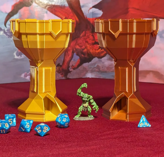 Goblet Dice Tower + Mystery Dice Set (Random Color)