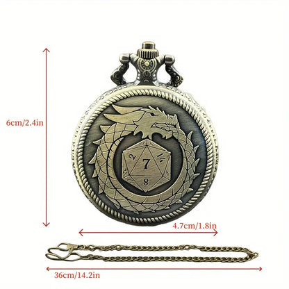 Pocket Watch & Mini Metal Polyhedral Dice Set