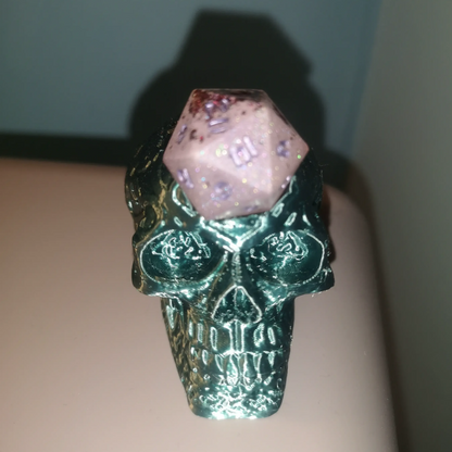 Celtic Skull D20 Dice Guardian + Mystery D20 (Random Color)