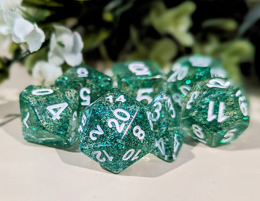 Green Starry Sky Dice Set