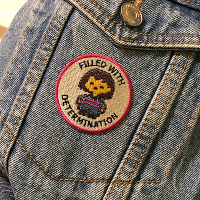 Undertale Inspired Scout/Achievement Iron On Patch - Frisk/FILLED WITH DETERMINATION