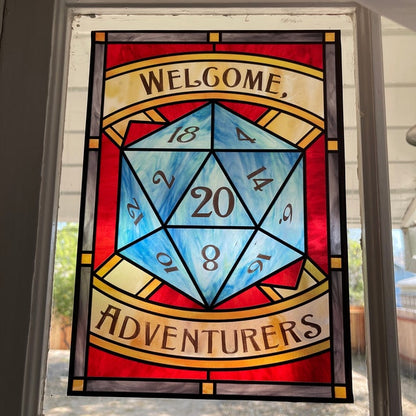 D&D 'Welcome Adventurers' - Icon style Stained Glass window cling