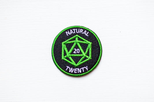 NATURAL TWENTY - Dungeons & Dragons Inspired Scout/Achievement Iron On Patch