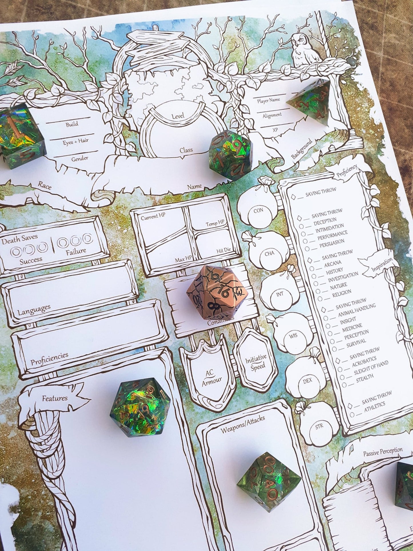 Wanderlust Character Sheets - D&D 5e + Give away a Mystery Dice Set