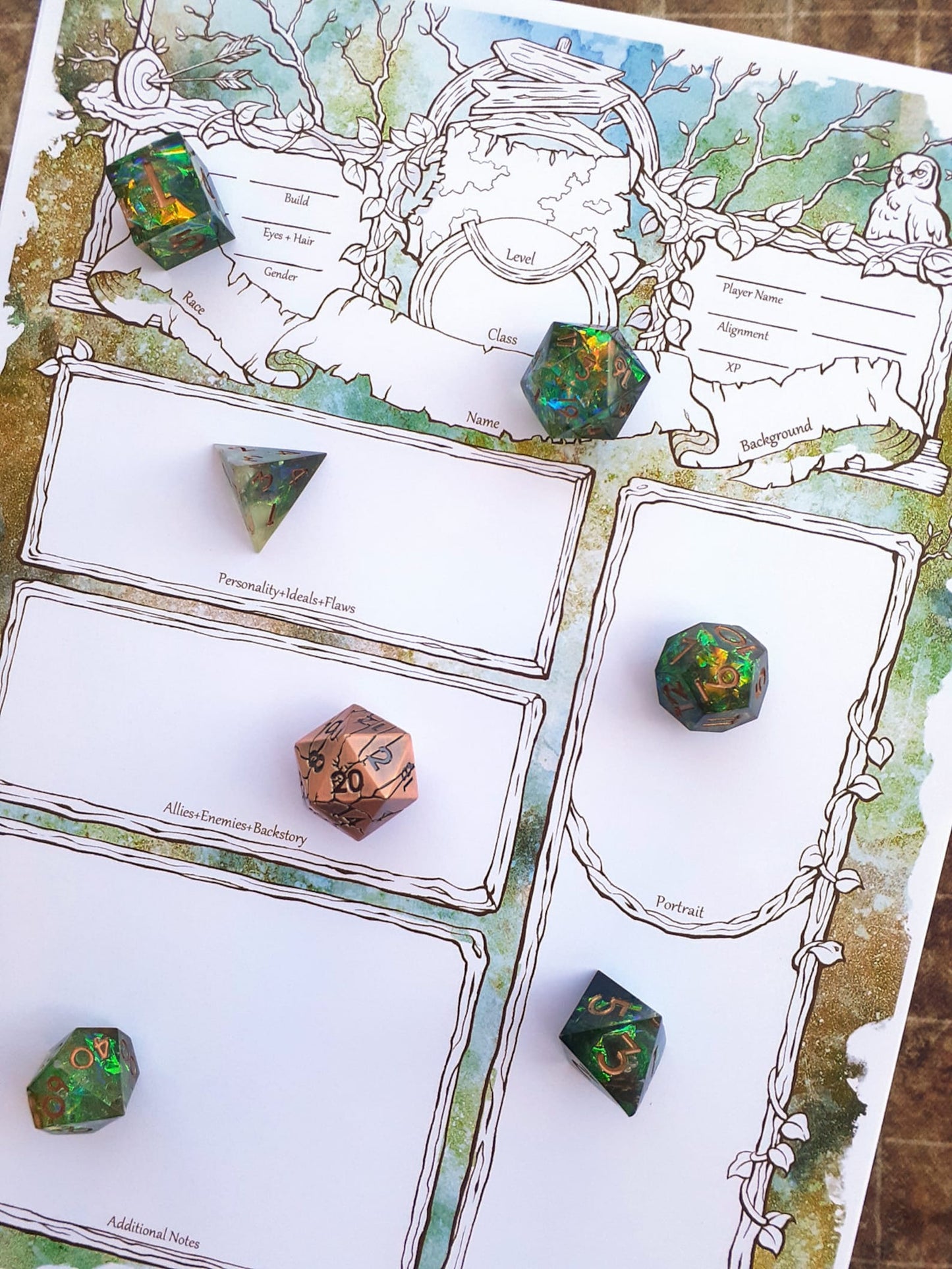 Wanderlust Character Sheets - D&D 5e + Give away a Mystery Dice Set