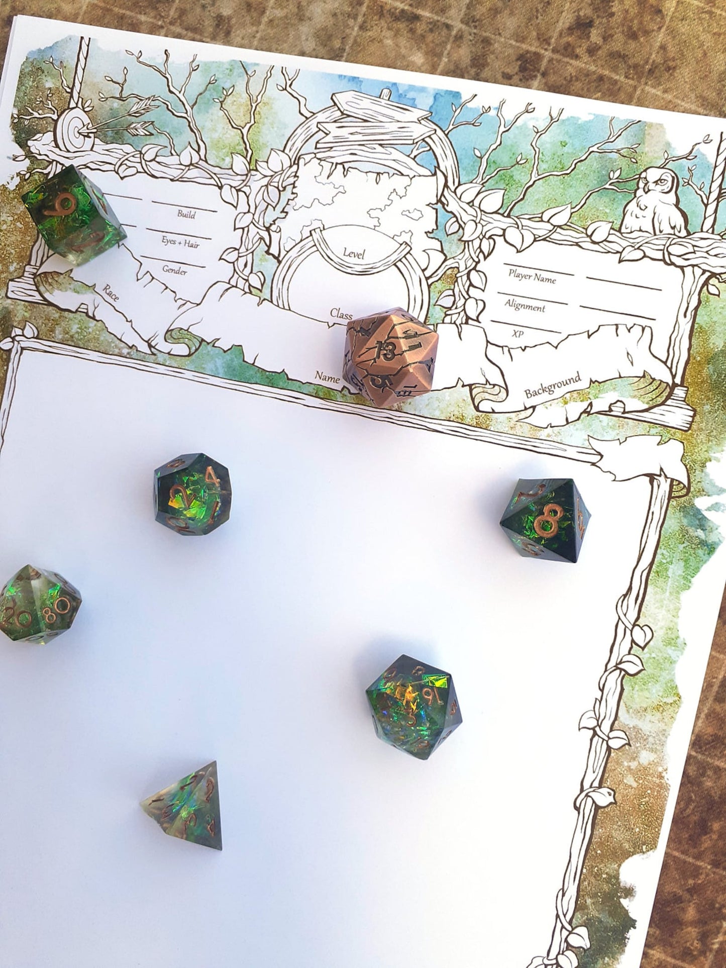 Wanderlust Character Sheets - D&D 5e + Give away a Mystery Dice Set