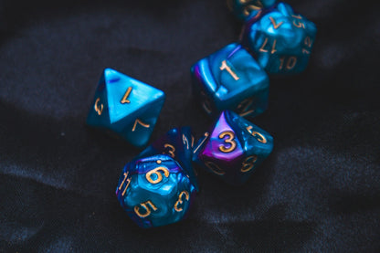 Faerie Fire Polyhedral dice set