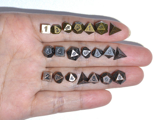 Metal Mini Archaized Board Game Dice Set