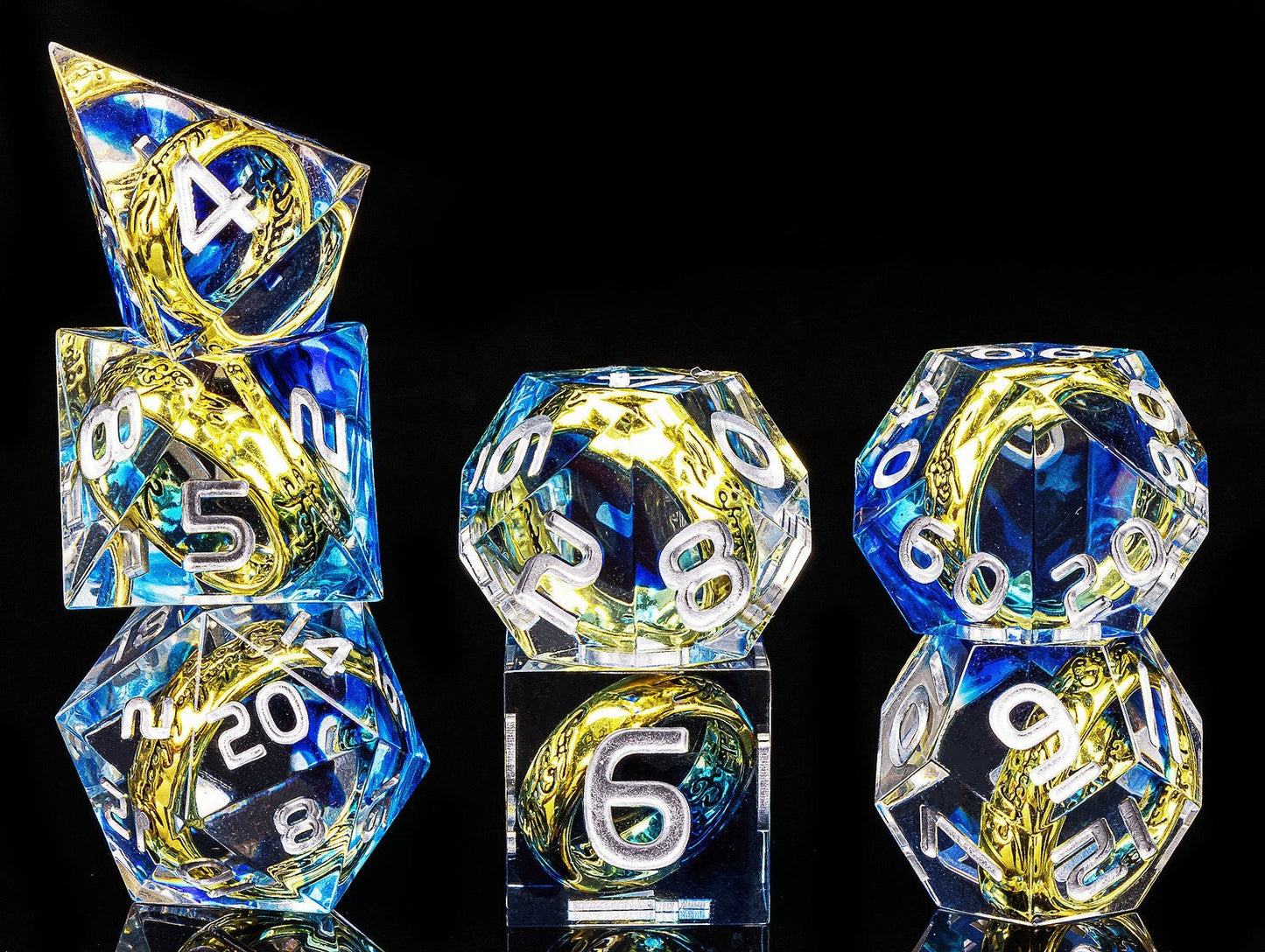 Handmade One Ring D&D Dice - The Rings Resin DND Blue Dice