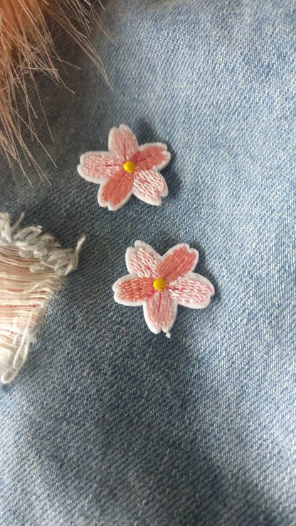 Barbie Blossom // Cherry DIY Embroidered Patch Iron Sew On Badge Flower Applique Sakura Floral Gift Idea Pink Cute Craft For Jackets In UK x
