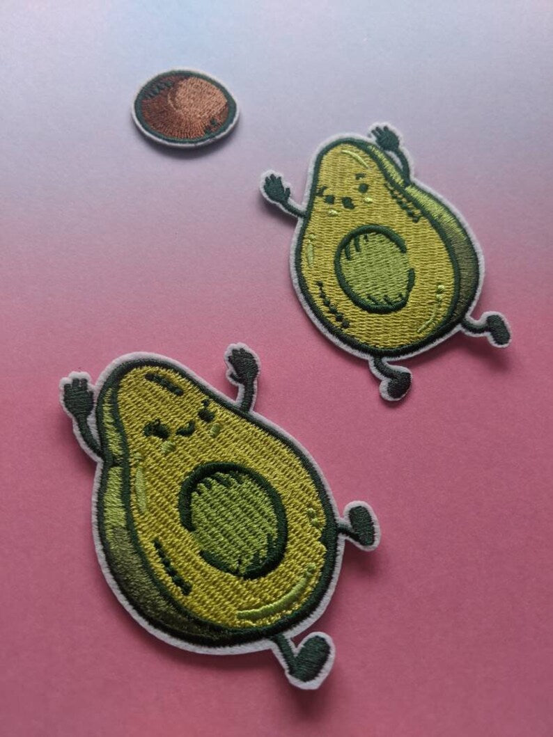 Avo-couple // Avocado DIY Embroidered Iron Sew On Patch Ball Funny Cute Gift Applique Badge Craft Decorative Couples Aesthetic For Jackets x
