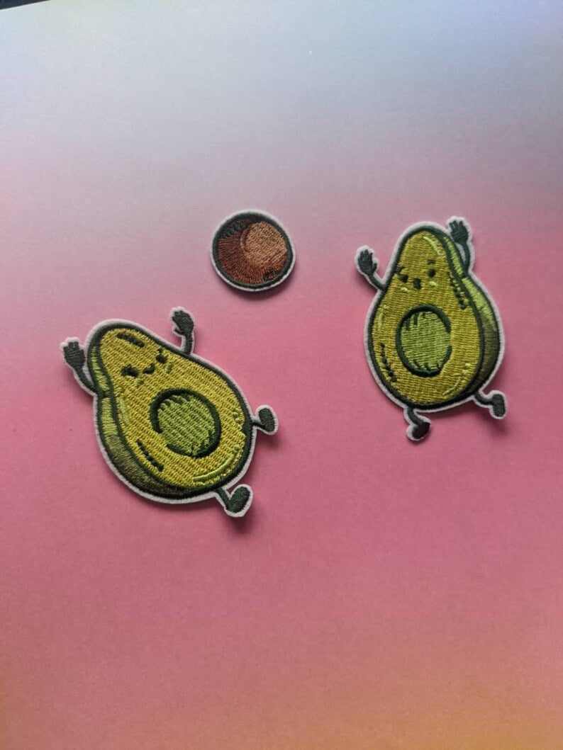 Avo-couple // Avocado DIY Embroidered Iron Sew On Patch Ball Funny Cute Gift Applique Badge Craft Decorative Couples Aesthetic For Jackets x