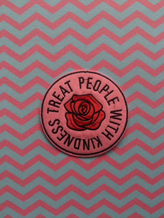 Be Kind // Rose DIY Embroidered Patch Iron Sew On Craft Cute Gift Idea For Jackets Kindness Floral Applique Motivational Inspirational In UK