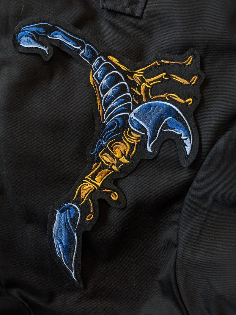 That's Gonna Sting // Scorpion Large Punk Back Patch Metal Set Embroidered Iron Sew On Applique Motif Craft Tattoo Cool For Jackets Him UK