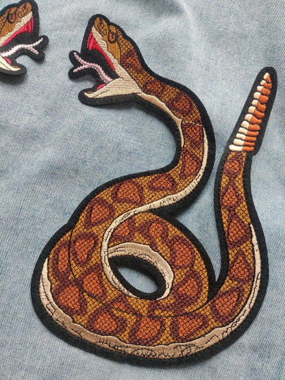 I'm Rattled // Rattle Snake Large Back Patch Punk Metal Embroidered Iron Sew On Applique Motif Reptile Gift Idea Snakes Set Pair For Him Her