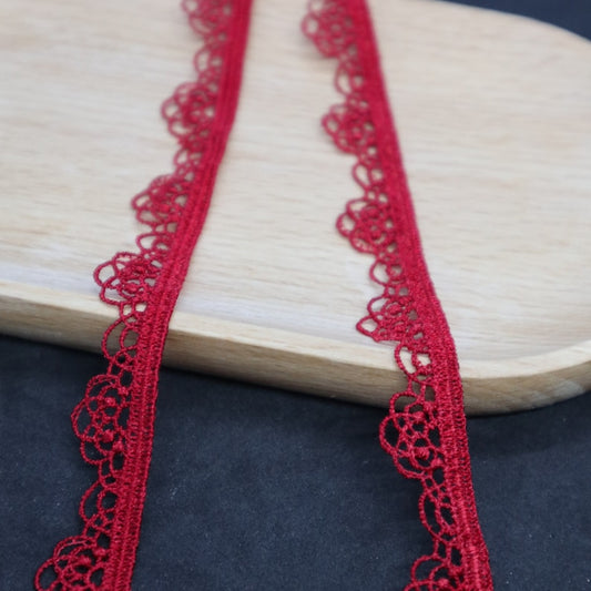 1yard  Red  black crown  frill venice  lace trim diy sewing  hair accessory wedding doll dress  1.5cm