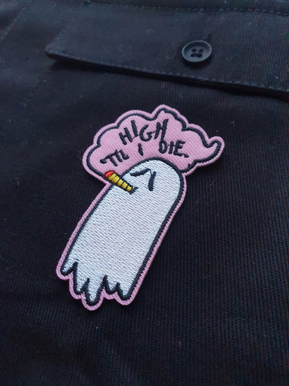420 Ghost // Ghosts DIY Embroidered Patch Iron Sew On Halloween High Die Meme Funny Gift Mental Health Anxiety For Jackets Craft Badge Smoke