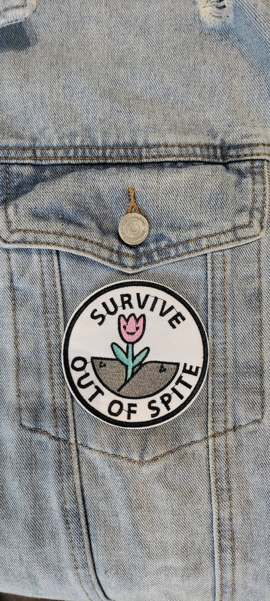 Survivor // DIY Embroidered Iron Sew On Patch Flower Growth Badge Mental Health Illness Meme Funny Applique Cute Sassy For Jackets Spite UK