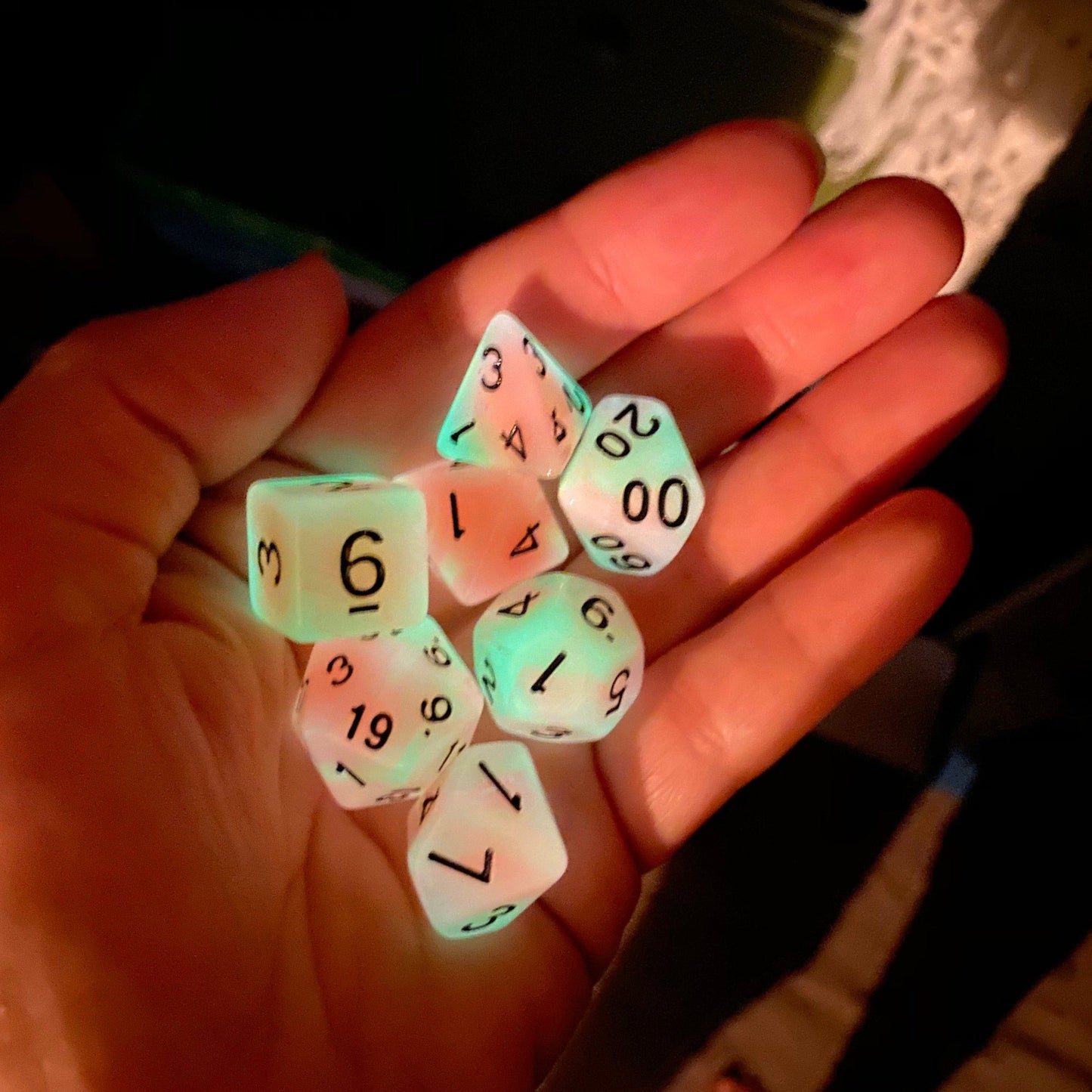 TARRASQUE glow in the Dark Polyhedral Dice Set