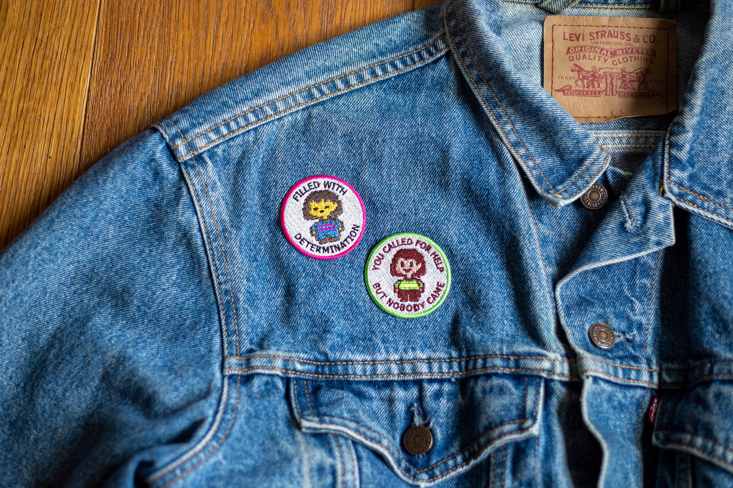 Undertale Inspired Scout/Achievement Iron On Patch - Frisk/FILLED WITH DETERMINATION