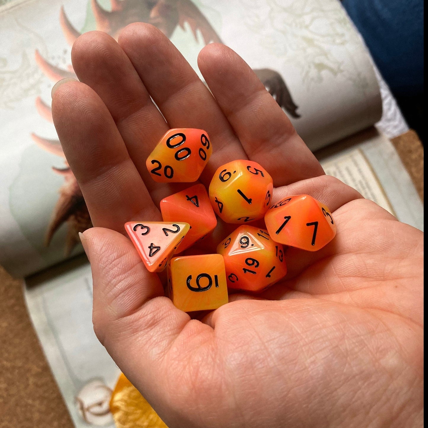 TARRASQUE glow in the Dark Polyhedral Dice Set