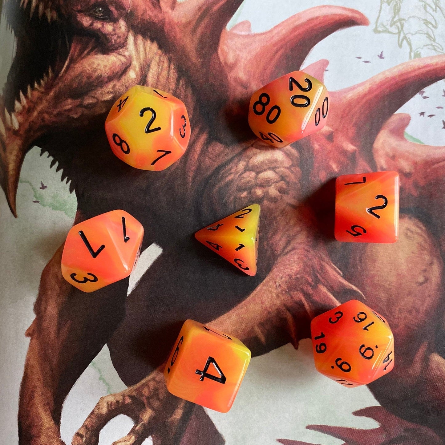 TARRASQUE glow in the Dark Polyhedral Dice Set