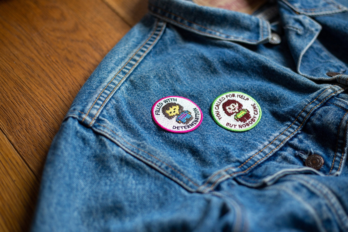 Undertale Inspired Scout/Achievement Iron On Patch - Frisk/FILLED WITH DETERMINATION