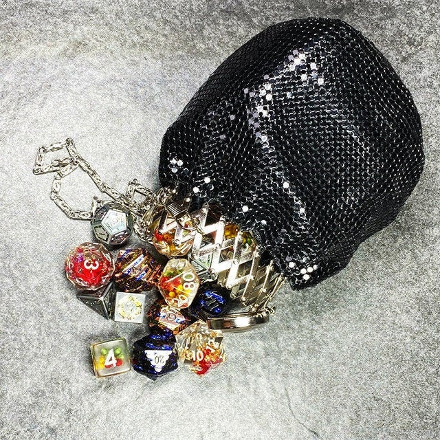 Vintage Style Scaled Gate-top Dice Bag + Mystery Dice Set