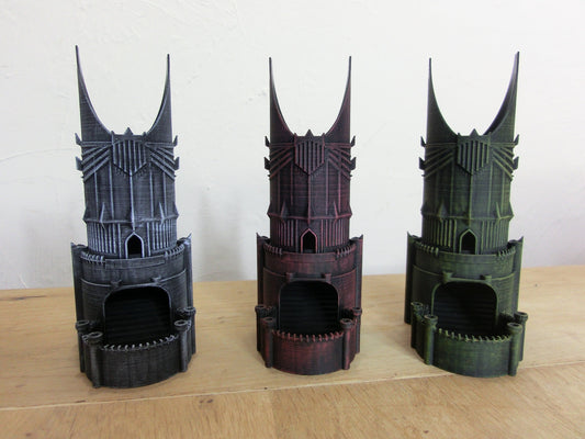 Pocket Barad-dur dice tower + Mystery D20 (Random Color)