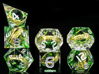 Green Ring Resin DnD Dice