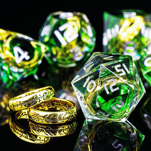 Green Ring Resin DnD Dice