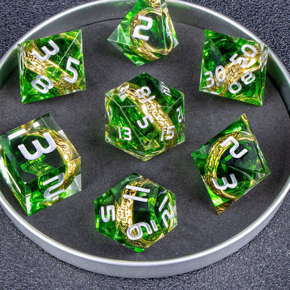 Green Ring Resin DnD Dice