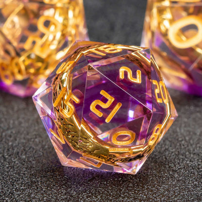 Purple Dice the Rings of Resin DnD Dice