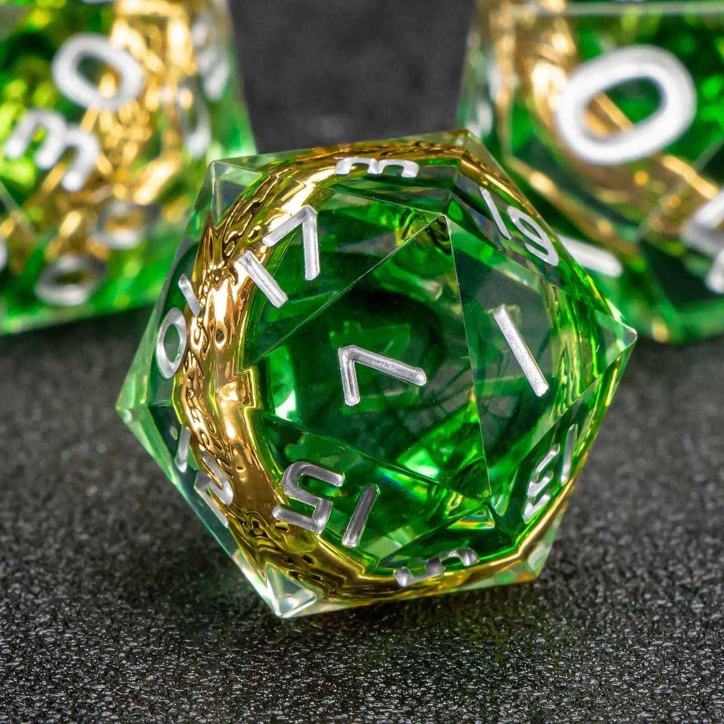 Green Ring Resin DnD Dice