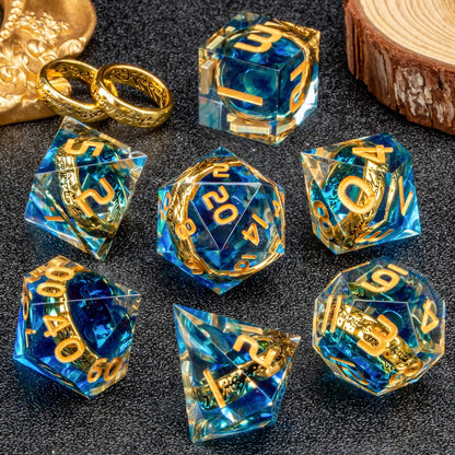 Blue Ring Resin DnD Dice