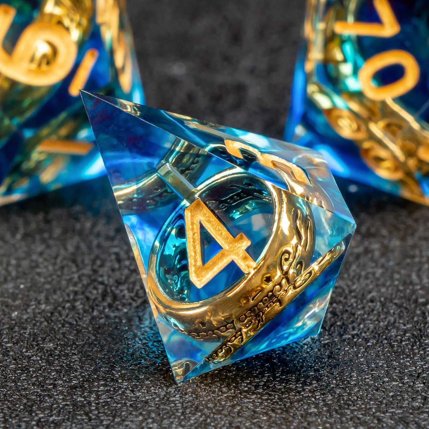 Blue Ring Resin DnD Dice