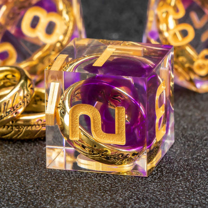 Purple Dice the Rings of Resin DnD Dice