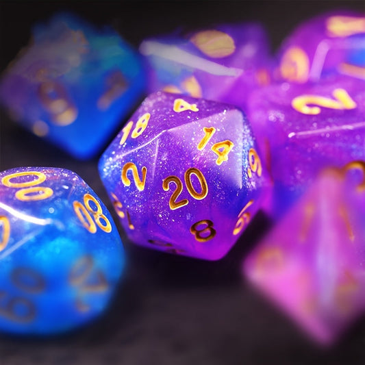 Pink And Blue Star Galaxy Dice Set